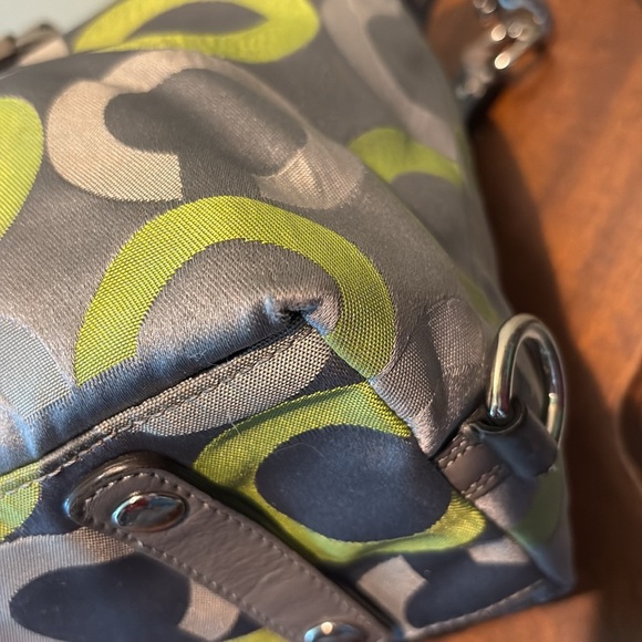 Coach Vintage Ashley convertible shoulder bag satchel Gray/Green lime canvas - Picture 13 of 16
